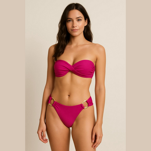 Vintage Victoria's Secret fuschia pink Bandeau hipster bikini set